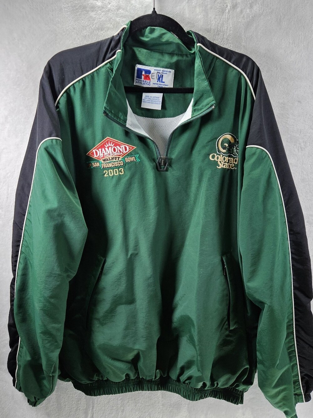 VTG Colorado State Rams Quarter Zip Mens XL Green Long Sleeve Pullover 2003 Y2K